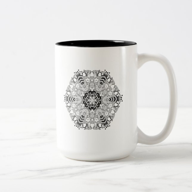 Mad Hatter Kaleidoscope Two-Tone Coffee Mug (Right)