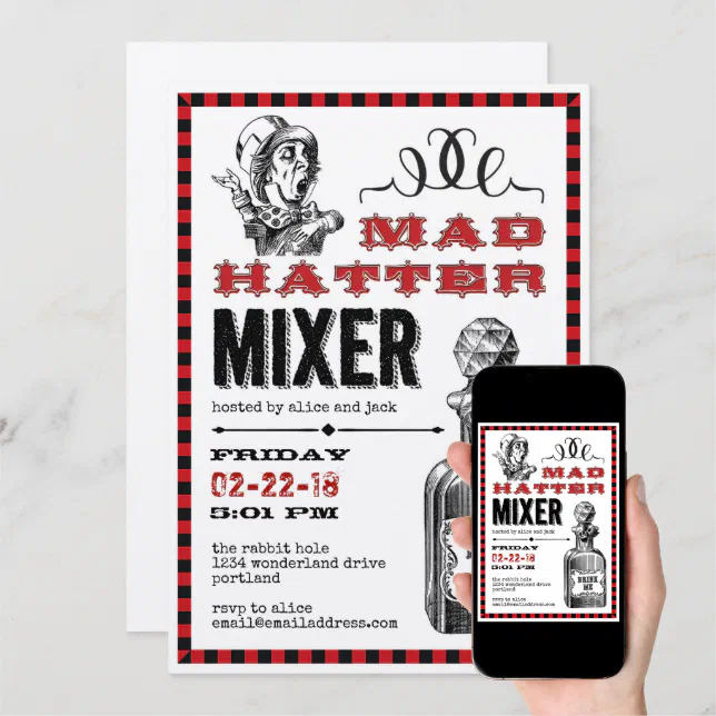 Mad Hatter Mixer Party Invitation Zazzle