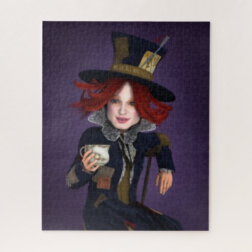Mad Hatter Portrait Were All Mad Here Jigsaw Puzzle