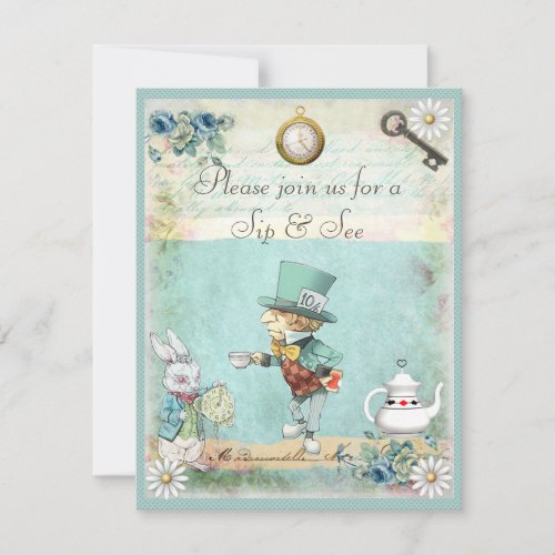 Mad Hatter Sip  See Baby Shower Invitation
