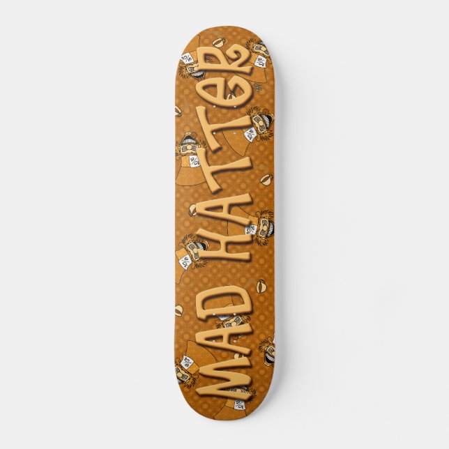 Mad Hatter Skateboard (Orange) Deck (Front)