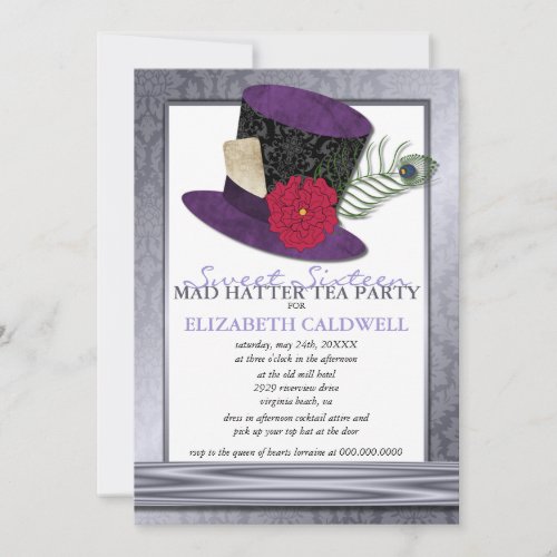 Mad Hatter Sweet 16 Invitation