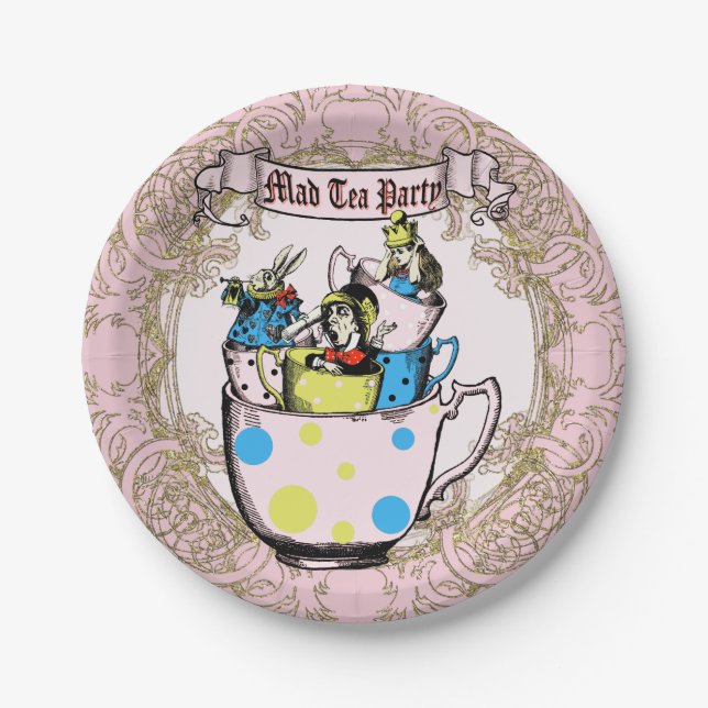 Mad Hatter Tea Party Alice in Wonderland Paper Plates (Front)