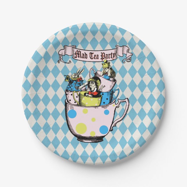 Mad Hatter Tea Party Alice in Wonderland Paper Plates (Front)