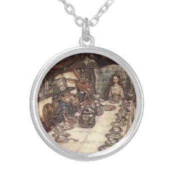 Mad Hatter Tea Party Arthur Rackham Necklace by APlaceForAlice at Zazzle