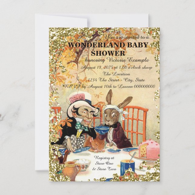 Mad Hatter Tea Party Baby Shower Invitation (Front)