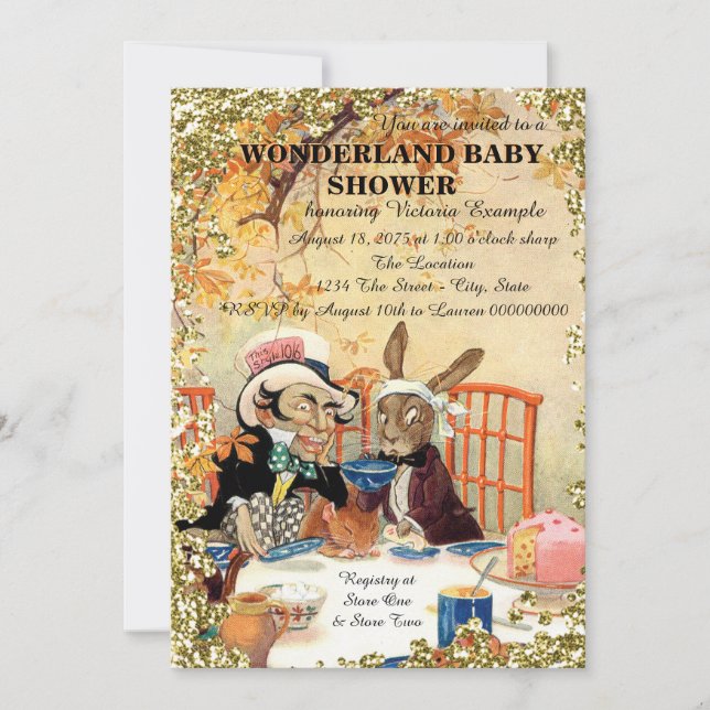 Mad Hatter Tea Party Baby Shower Invitation (Front)