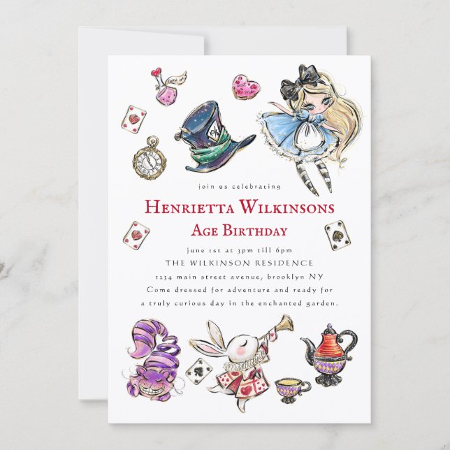 Mad Hatter Tea Party Birthday Invite (Front)