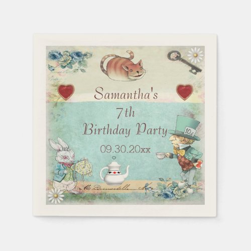 Mad Hatter Tea Party Birthday Party Personalized Napkins