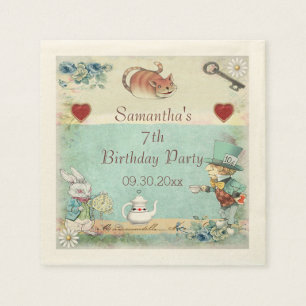 Mad Hatter Tea Party Birthday Party Personalized Napkins