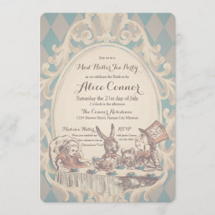 Mad Hatter Tea Party Bridal Shower Invitations
