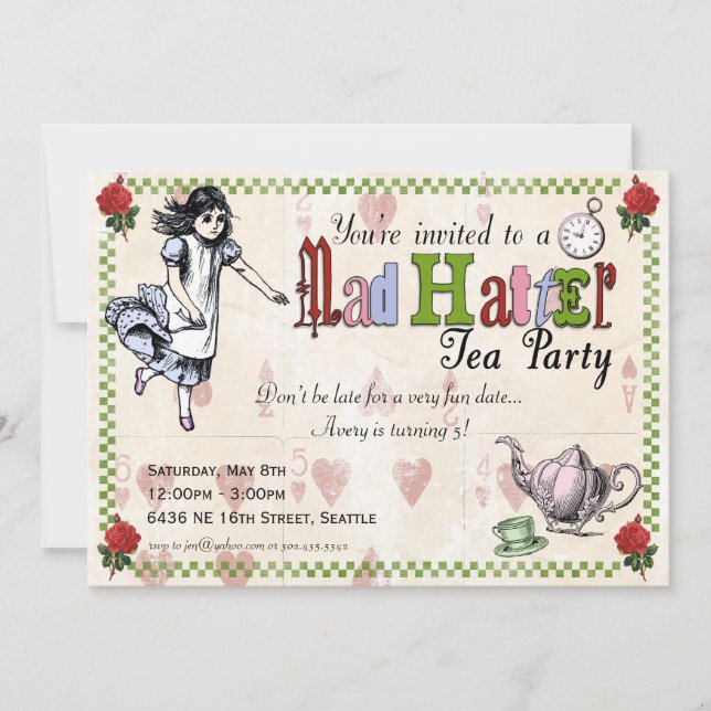 Mad Hatter Tea Party Invitation (Front)