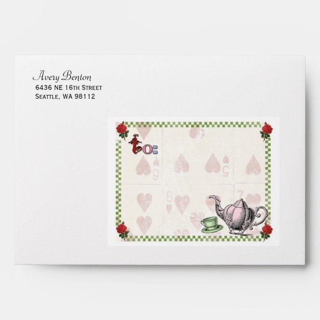 Mad Hatter Tea Party Personalized Envelope (Front)