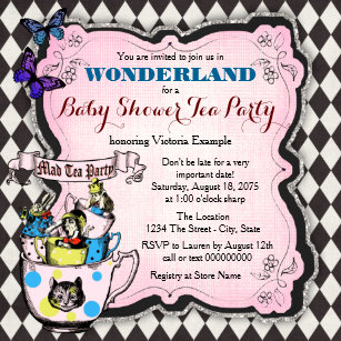 Mad Hatter Invitations Zazzle Mad Hatter Tea Party Wonderland Baby Shower Invitation