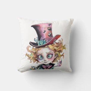 Mad Hatter Throw Pillow