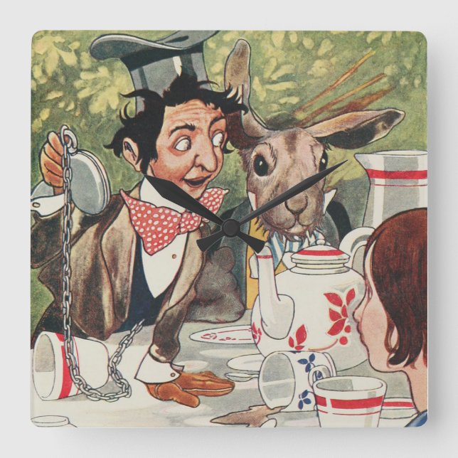 Mad Hatter Vintage Painting Wall Clock (Front)