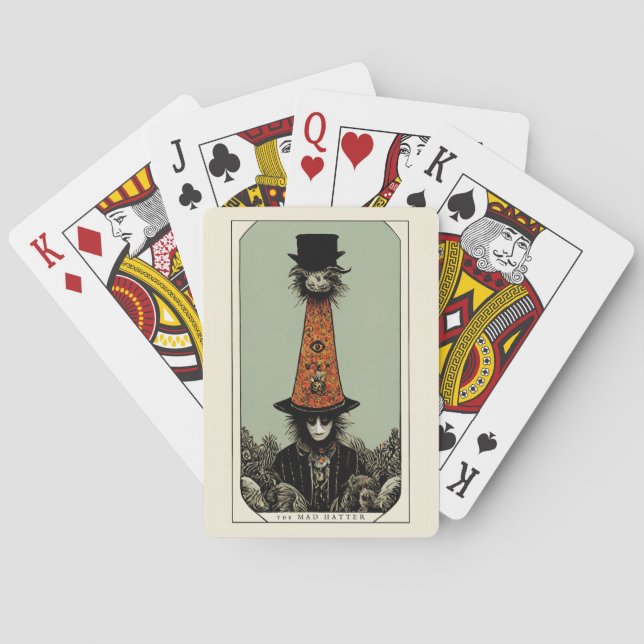 Mad Hatter Vintage Whimsical Tarot Inspired Poker Cards (Back)
