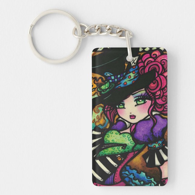 Mad Hatter & White Rabbit Alice Series Hannah Lynn Keychain (Front)