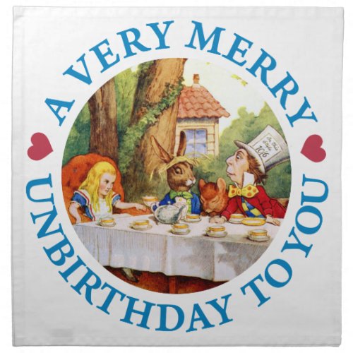 Mad Hatter Wishes Alice a Very Merry Unbirthday Cloth Napkin