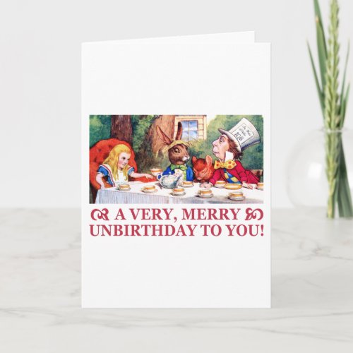 MAD HATTER WISHES ALICE A VERY MERRY UNBIRTHDAY HOLIDAY CARD