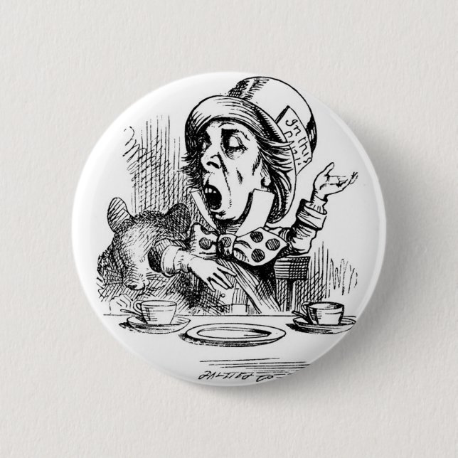Mad Hatter with Dormouse Button (Front)