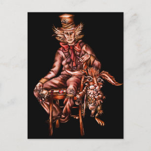 Mad Hatter with March Hare Drawing Postcard