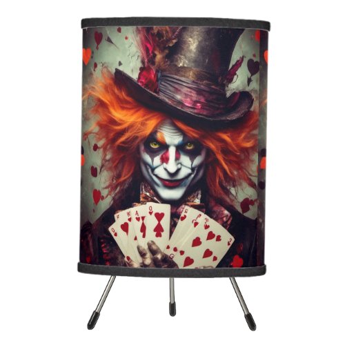 Mad Hatter with playing cards Tripod Lamp