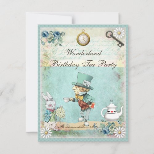 Mad Hatter Wonderland Birthday Tea Party Invitation