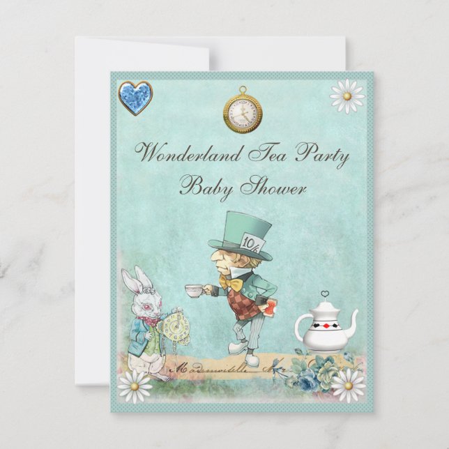 Mad Hatter Wonderland Tea Party Baby Shower Invitation (Front)