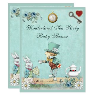 Mad Hatter Wonderland Tea Party Baby Shower Invitation