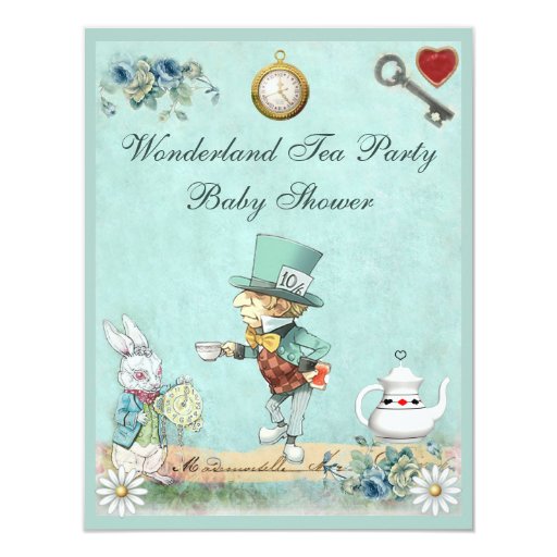 Mad Hatter Tea Party Baby Shower Invitations 3