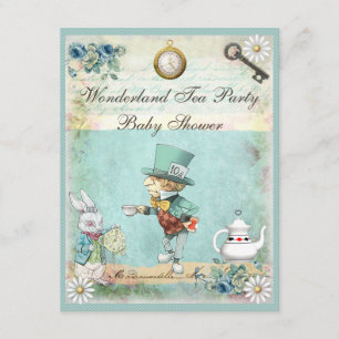 Mad Hatter Wonderland Tea Party Baby Shower Invitation