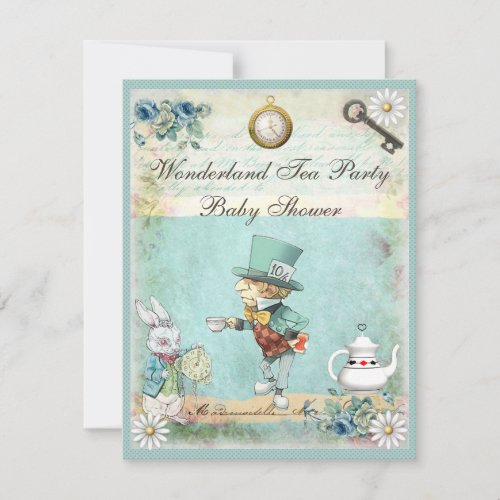 Mad Hatter Wonderland Tea Party Baby Shower Invitation