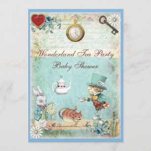 Mad Hatter Wonderland Tea Party Baby Shower Invitation