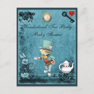 Mad Hatter Wonderland Tea Party Baby Shower Invitation