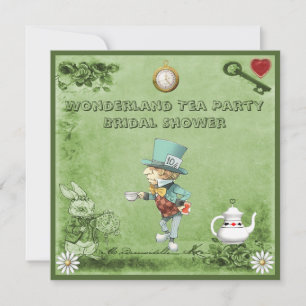 Mad Hatter Wonderland Tea Party Bridal Shower Invitation