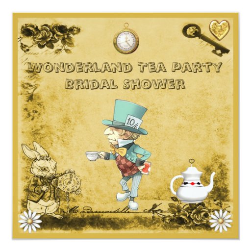 Mad Hatter Tea Party Bridal Shower Invitations 9