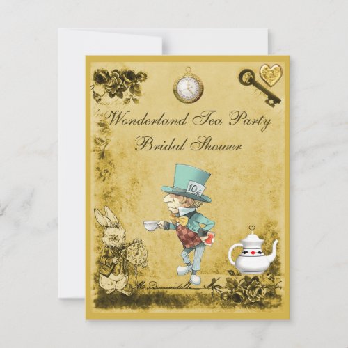 Mad Hatter Wonderland Tea Party Bridal Shower Invitation