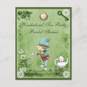 Mad Hatter Wonderland Tea Party Bridal Shower Invitation
