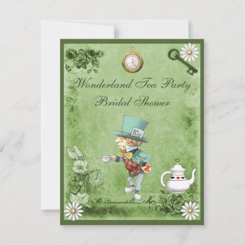 Mad Hatter Wonderland Tea Party Bridal Shower Invitation