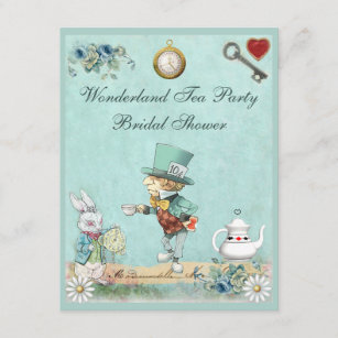 Alice in Wonderland Mad Tea Party Bridal Shower Invitation-awl1