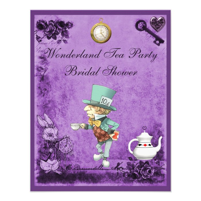 Mad Hatter Wonderland Tea Party Bridal Shower Personalized Invites