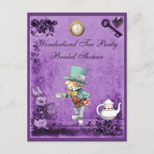 Mad Hatter Wonderland Tea Party Bridal Shower Invitation
