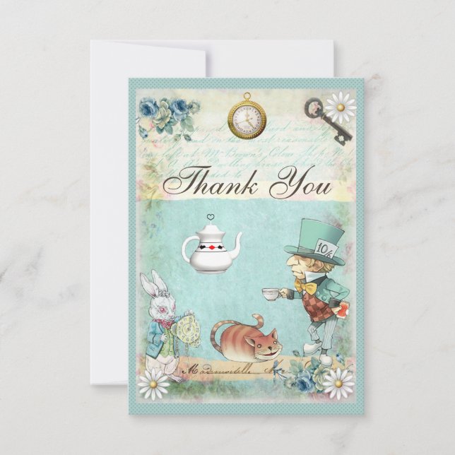 Mad Hatter Wonderland Tea Party Thank You Card (Front)