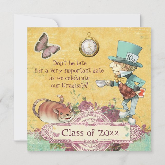 Mad Hatter's Graduation Party Invitation (Front)