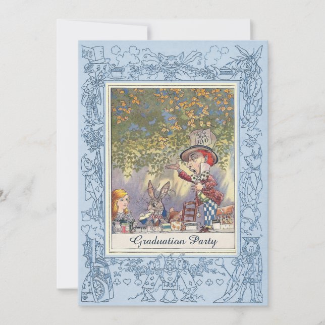 Mad Hatter's Graduation Tea Party Invitation (Front)