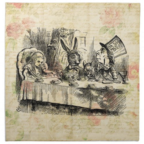 Mad Hatters Tea Party Alice in Wonderland Art Cloth Napkin