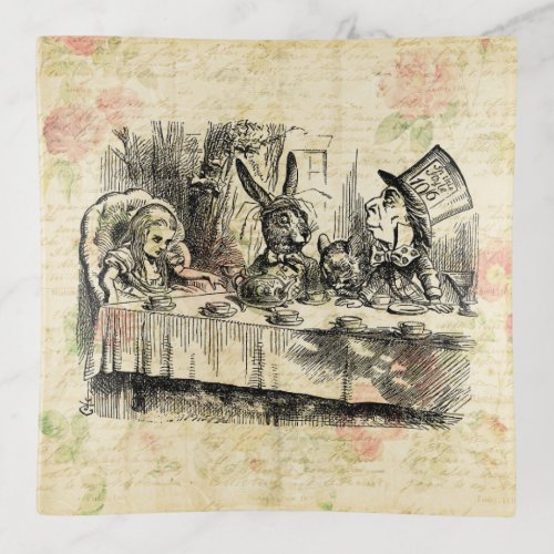 Mad Hatters Tea Party Alice in Wonderland Art Trinket Tray