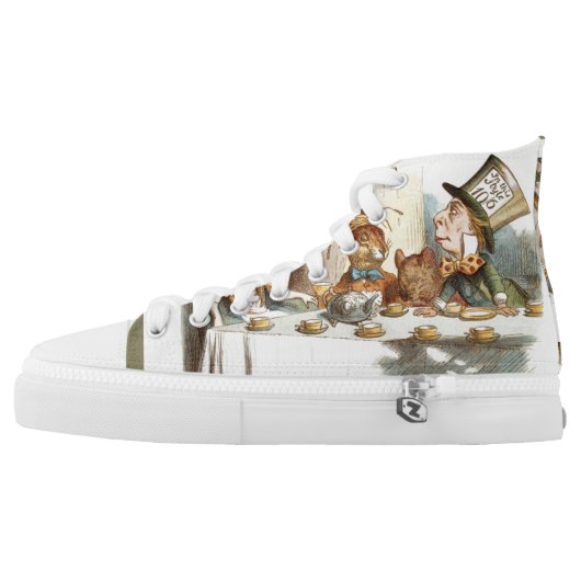 MAD HATTERS TEA PARTY-ALICE IN WONDERLAND High-Top SNEAKERS (Left Shoe Outside)