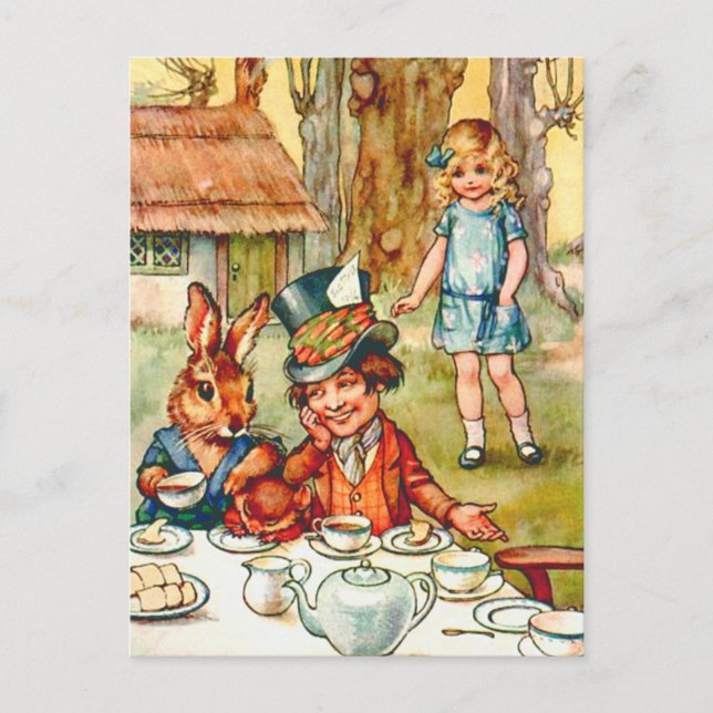 Mad Hatter's Tea Party  - Alice in Wonderland Invitation Postcard (Front)